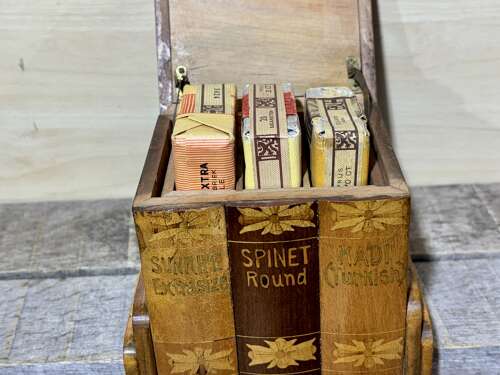 Unusual Articulated Wooden Cigarette Pack Desk Top Dispenser c1930s