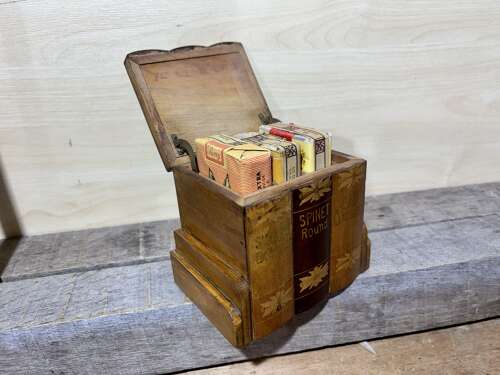 Unusual Articulated Wooden Cigarette Pack Desk Top Dispenser c1930s