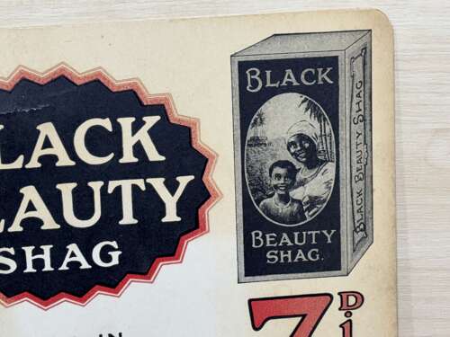 Antsie's Black Beauty Shag Tobacco Advertising Card Sign c1920s