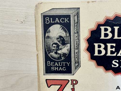 Antsie's Black Beauty Shag Tobacco Advertising Card Sign c1920s