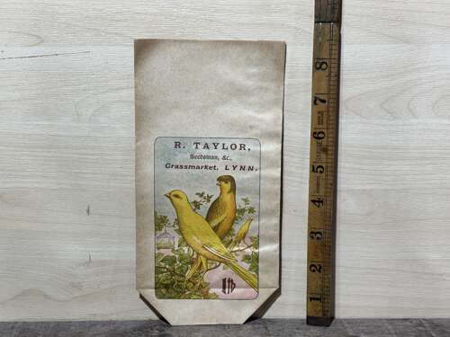 Large Taylor Bird Seed Pet Shop Advertising Paper Bag c1920s