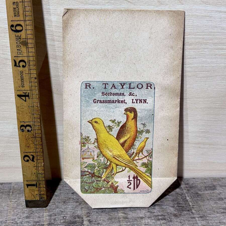 Small Taylor Bird Seed Pet Shop Advertising Paper Bag c1920s