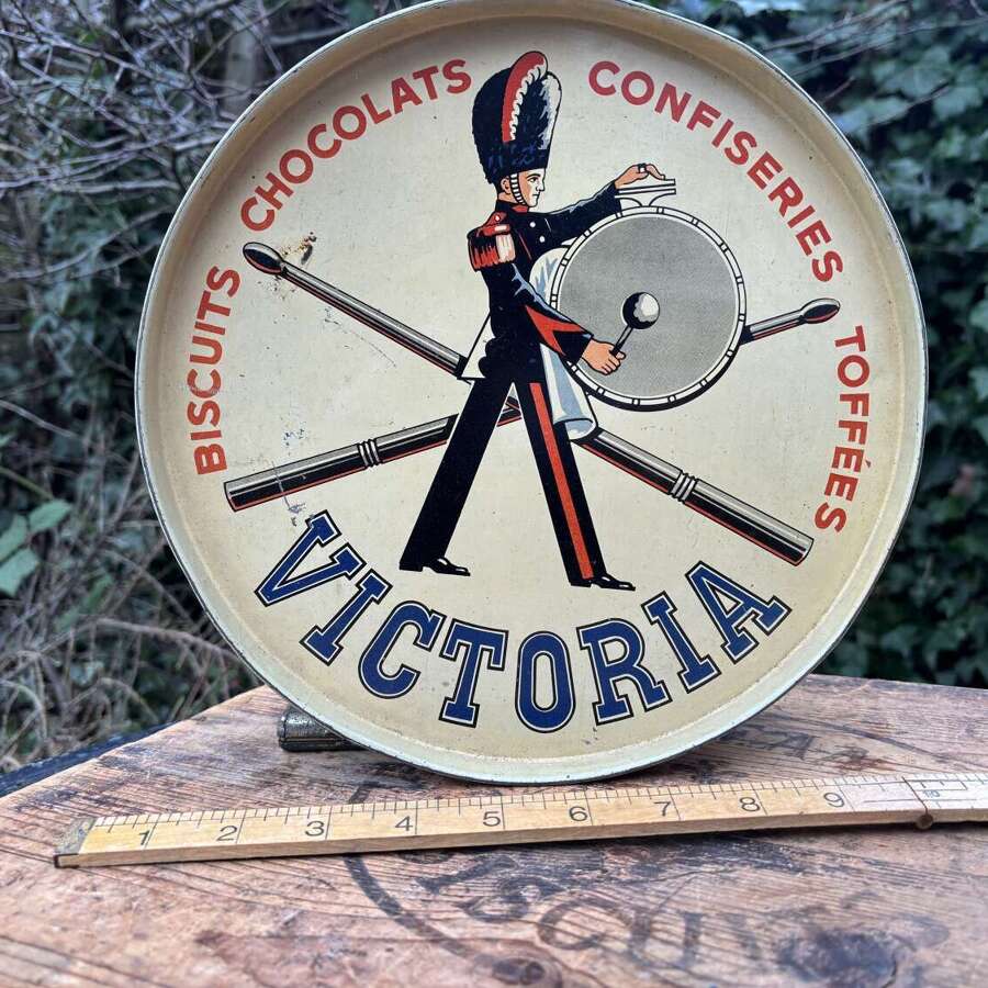 Victoria Chocolates & Biscuit Soldier Drum Shaped Tin c1930s