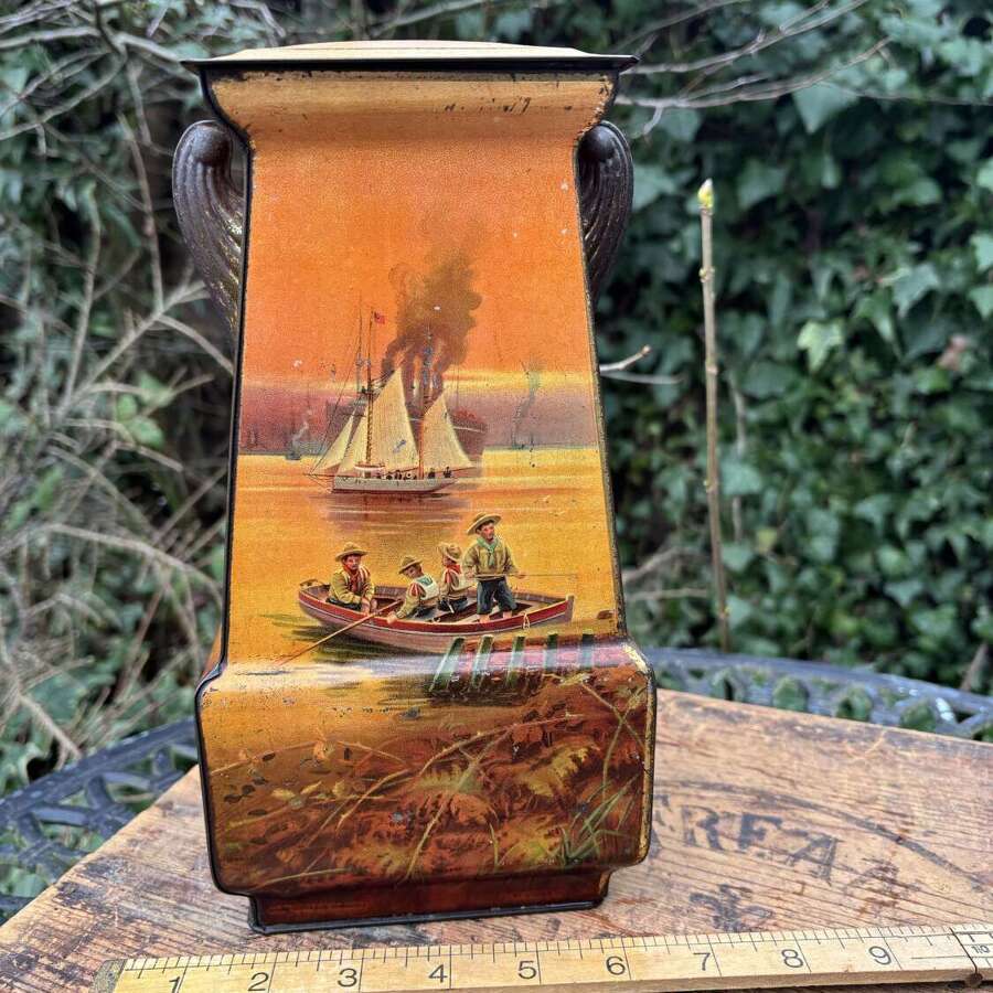 Boy Scout Vase Shaped Biscuit Tin c1920s