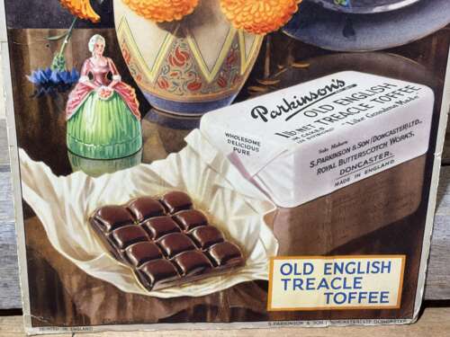 Parkinson's Doncaster Slab Toffee Advertising Card Sign c1940-50s