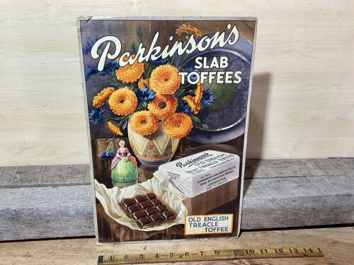 Parkinson's Doncaster Slab Toffee Advertising Card Sign c1940-50s