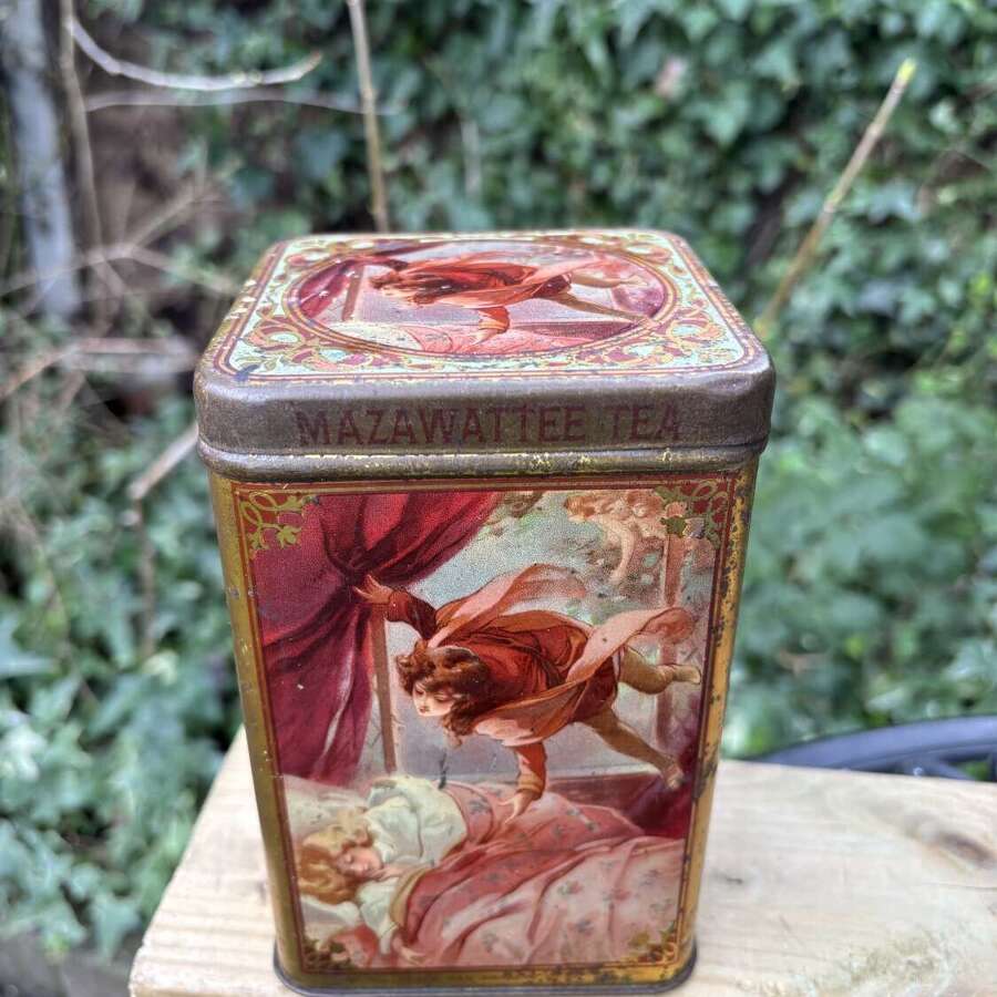 Superb Mazawattee Peter Pan Fairytale 1lb Tea Tin c1900s