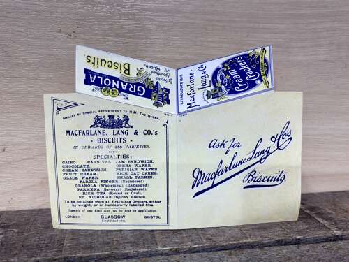 Superb Victorian Macfarlane Lang Biscuit Fold Out Advertising Ephemera Trade Card c1900s