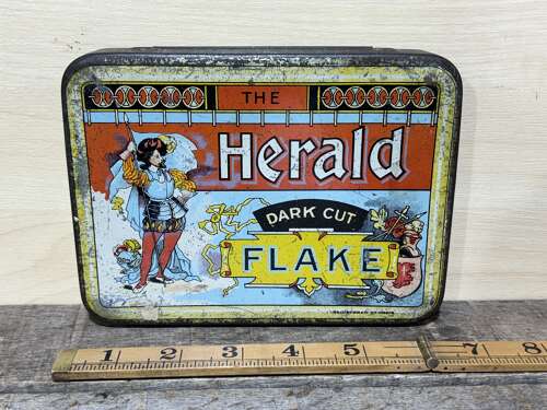 Herald Flake 1lb Pictorial Tobacco Tin c1900s
