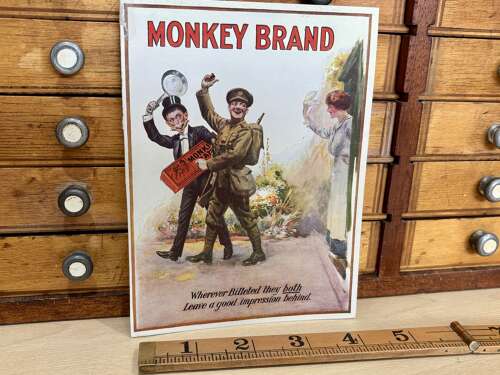 Monkey Brand Soap WW1 Soldier Image Advertising Trade Card Ephemera c1900s