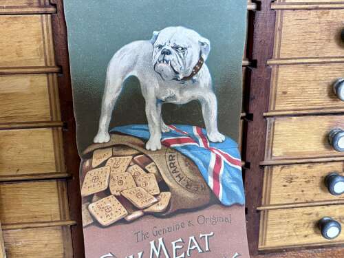 Walker Harrison Bull Dog Biscuit Fold Out Advertising Trade Card Ephemera c1900s