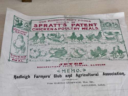 Spratt's Chicken & Poultry Meals Advertising Hadleigh Invoice Bullhead Ephemera c1900s