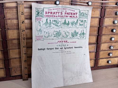 Spratt's Chicken & Poultry Meals Advertising Hadleigh Invoice Bullhead Ephemera c1900s