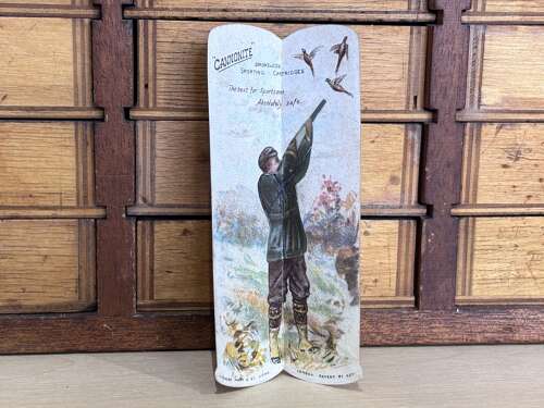 Cannonite Shotgun Hunting Cartridge Fold Advertising Trade Card Ephemera c1900s