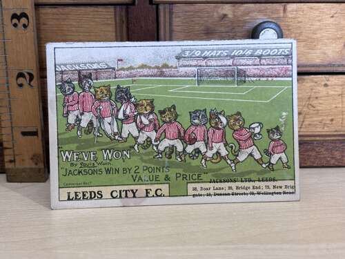 Superb Louis Wain Cats Leed City FC Football Jackson's Tailor Advertising Trade Card c1912