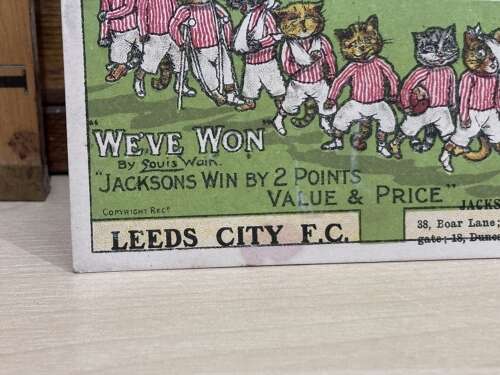 Superb Louis Wain Cats Leed City FC Football Jackson's Tailor Advertising Trade Card c1912