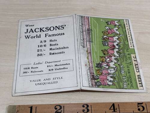 Superb Louis Wain Cats Leed City FC Football Jackson's Tailor Advertising Trade Card c1912