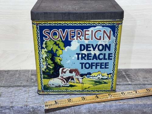 Sovereign Devon Treacle Toffee 4lb Shop Display Adverising Tin c1920s