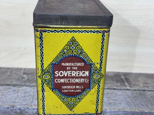 Sovereign Devon Treacle Toffee 4lb Shop Display Adverising Tin c1920s