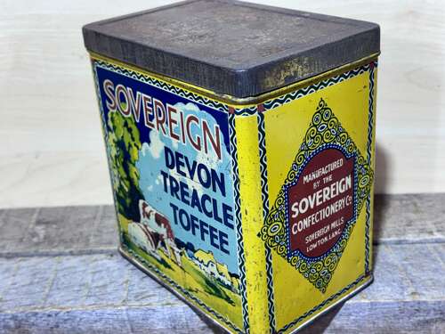 Sovereign Devon Treacle Toffee 4lb Shop Display Adverising Tin c1920s