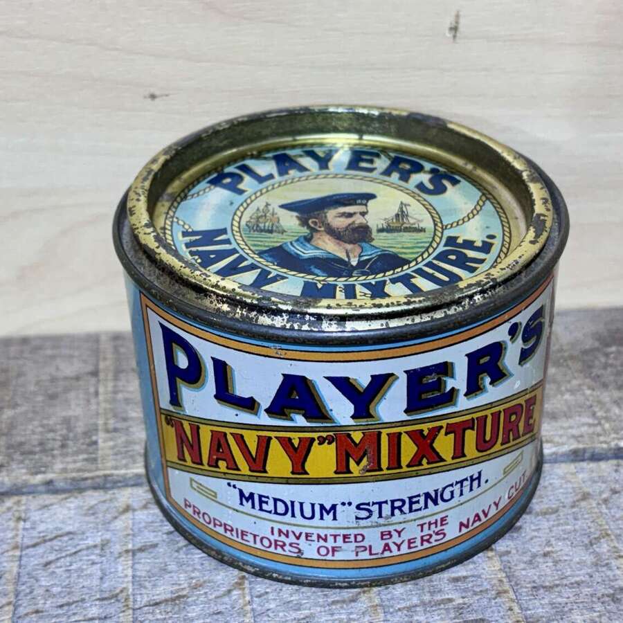 Player's Navy Mixture Sailor Image Medium Strength Drum Tobacco Tin c1900s