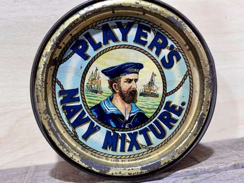 Player's Navy Mixture Sailor Image Medium Strength Drum Tobacco Tin c1900s