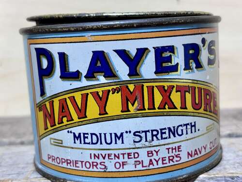 Player's Navy Mixture Sailor Image Medium Strength Drum Tobacco Tin c1900s
