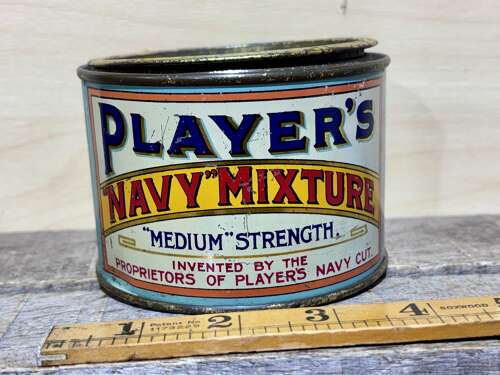 Player's Navy Mixture Sailor Image Medium Strength Drum Tobacco Tin c1900s