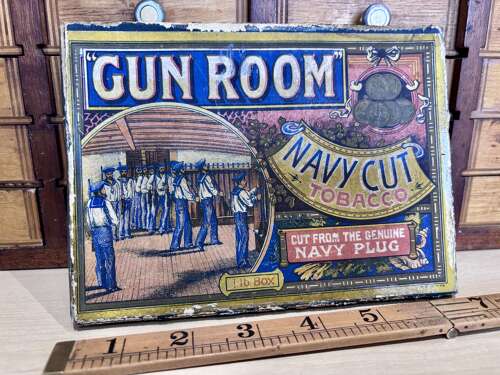 Superb Gun Room Tobacco Advertising Double Sided Box Lid Ephemera c1900s