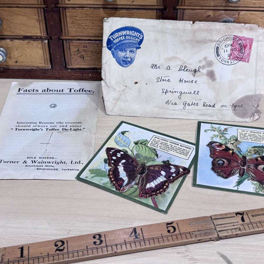 Turnwright&rsquo;s Toffee 2 Butterfly Animated Advertising Trade Card c1900s