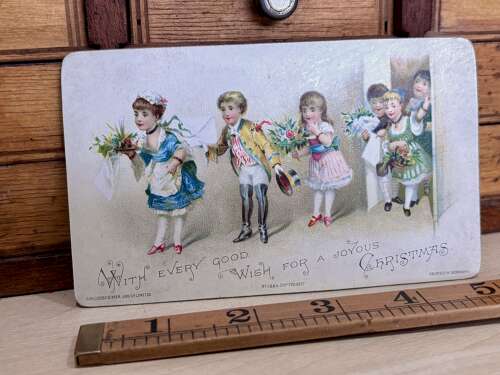 Delightful Victorian Children Christmas Card c1900s