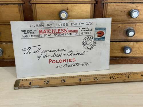 Gunstone’s Polonies Sheffield Sausage Advertising Trade Card Ephemera c1900s