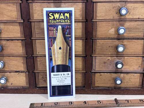 Swan Fountain Pen Advertising Trade Card Sign c1930s
