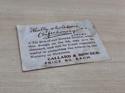 Callard & Bowser's Bird image Toffee Tin Advertising Trade Card Ephemera c1890s