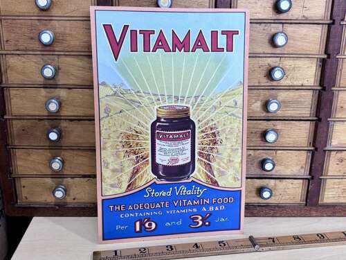 Boots Vitamalt Chemist Food Advertising Sign c1930s