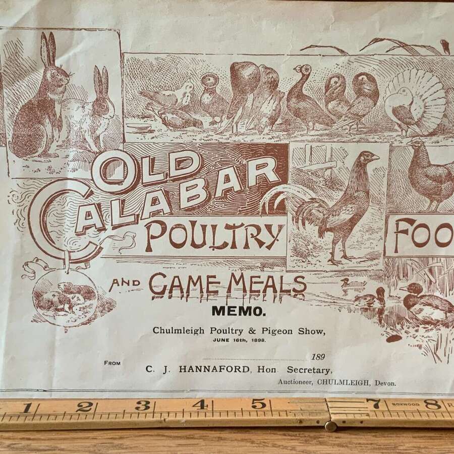 Old Calabar Poultry Game Meal Advertising Bill Head Invoice c1900s