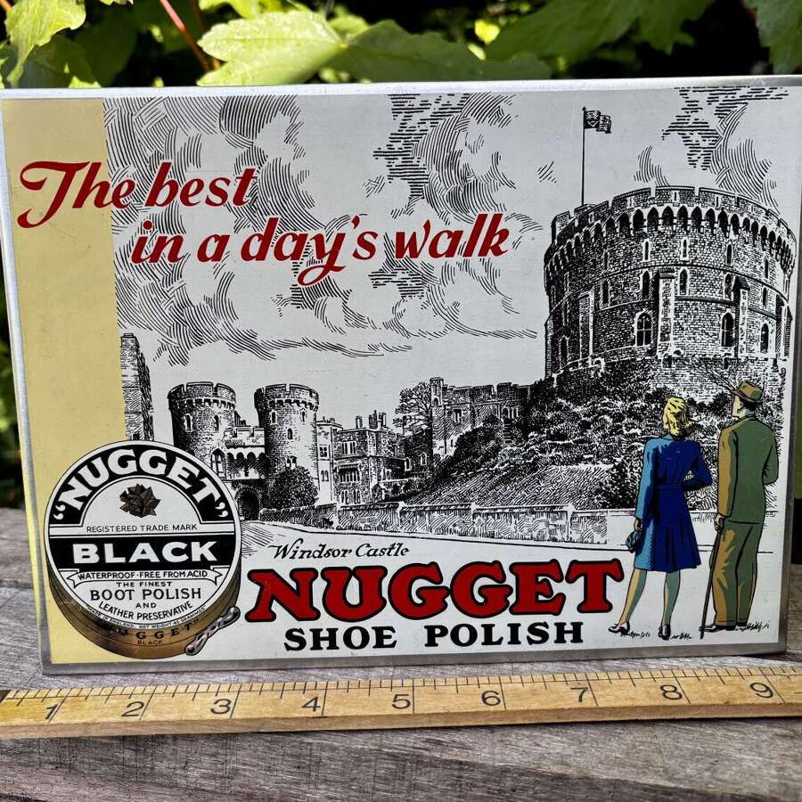 Nugget Boot & Shoe Polish Windsor Castle Advertising Tin Sign c1930s