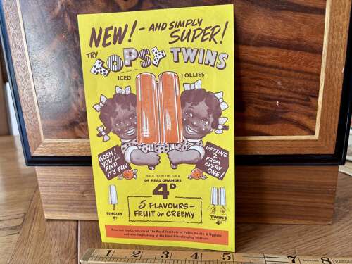Topsy Twins Iced Lollies Ice Cream Black Americana Advertising Trade Card c1900s
