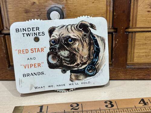Red Star & Viper Binder Twines Bull Dog Mechanical Advertising Trade Celluloid Card c1900s