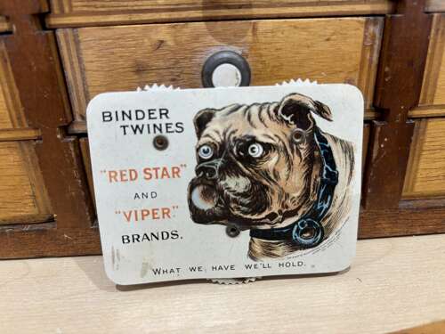 Red Star & Viper Binder Twines Bull Dog Mechanical Advertising Trade Celluloid Card c1900s