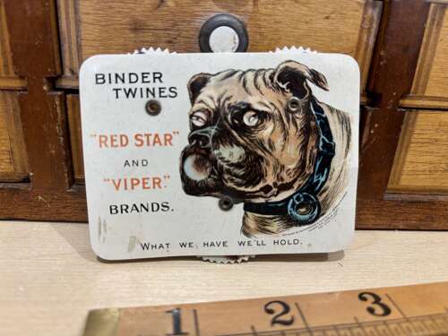 Red Star & Viper Binder Twines Bull Dog Mechanical Advertising Trade Celluloid Card c1900s