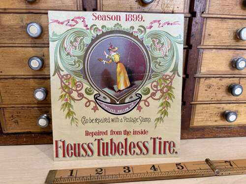 Fleuss Tubeless Tires Bicyle Bike Advertising Trade Card c1899