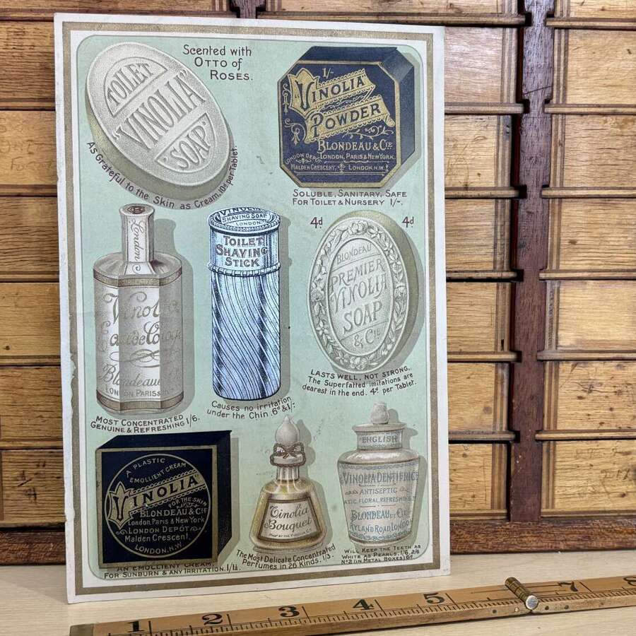 Vinolia Shaving & Perfume Advertising Trade Card c1900s