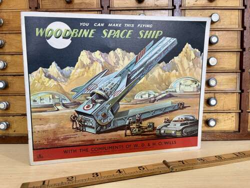 Woodbine Cigarette Space Ship Rocket Promo Advertising Card Toy Novelty c1954