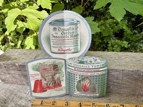 McDougal's Insectiside Sutton's Seeds Gard Related Fold out Advertising Trade Card c1900s