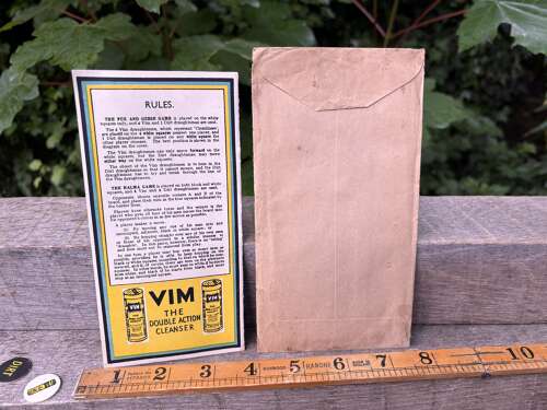Game of Vim Scouring Powder Advertising Novelty Halma Card Game c1900s