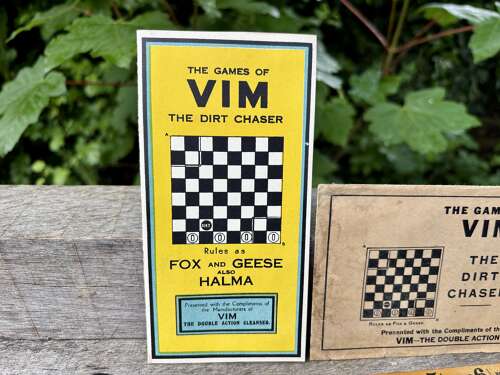 Game of Vim Scouring Powder Advertising Novelty Halma Card Game c1900s