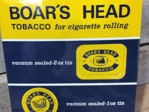 Pritchard’s Boar Head Tobacco Advertising Celluloid Card Sign c1950-60s