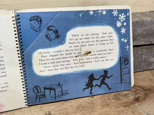 Santa Christmas Party Children's Pop up Book With Original Pin Back c1950s