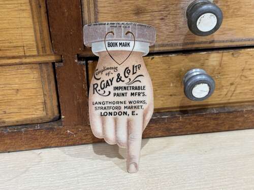R.Gay & Co Paint Pointing Hand Advertising Celluloid Trade Card Ephemera c1890